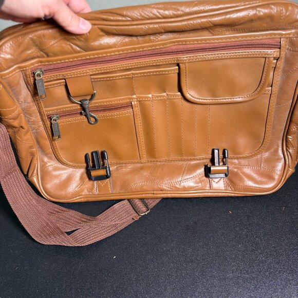 Vintage Brown Leather Briefcase Carry On Bag by Pioneer Express - Picture 4 of 8